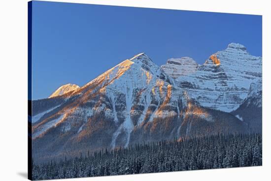 Canada, Alberta, Banff National Park. Peaks of the Bow Range at sunrise.-Jaynes Gallery-Stretched Canvas