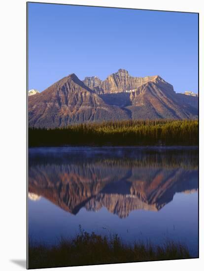 Canada, Alberta, Banff National Park, Sunrise Light on the Bow Range Reflects in Herbert Lake-John Barger-Mounted Photographic Print