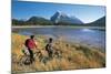 Canada, Alberta, Banff National Park, Vermilion Lake, Tourists with Bikes-null-Mounted Giclee Print