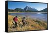 Canada, Alberta, Banff National Park, Vermilion Lake, Tourists with Bikes-null-Framed Stretched Canvas