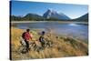 Canada, Alberta, Banff National Park, Vermilion Lake, Tourists with Bikes-null-Stretched Canvas