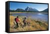 Canada, Alberta, Banff National Park, Vermilion Lake, Tourists with Bikes-null-Framed Stretched Canvas