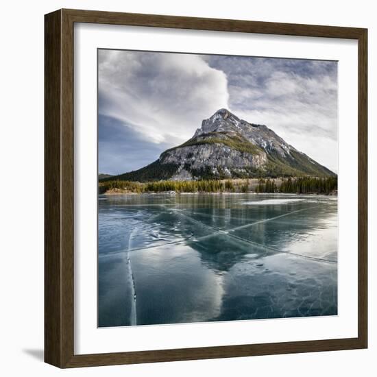 Canada, Alberta, Bow Valley Provincial Park. Frozen Barrier Lake and Mount Baldy-Ann Collins-Framed Photographic Print