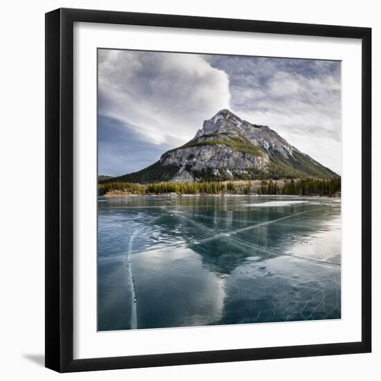 Canada, Alberta, Bow Valley Provincial Park. Frozen Barrier Lake and Mount Baldy-Ann Collins-Framed Photographic Print