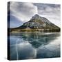 Canada, Alberta, Bow Valley Provincial Park. Frozen Barrier Lake and Mount Baldy-Ann Collins-Stretched Canvas