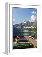 Canada, Alberta, Cameron Lake and Mount Custer with Dock and Canoes-Jamie & Judy Wild-Framed Photographic Print