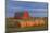 Canada, Alberta, Grande Prairie. Red Barn and Hay Bales at Sunset-Jaynes Gallery-Mounted Photographic Print