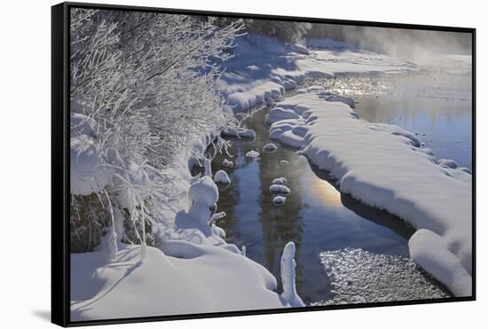Canada, Alberta, Jasper National Park. Athabasca River in winter.-Jaynes Gallery-Framed Stretched Canvas