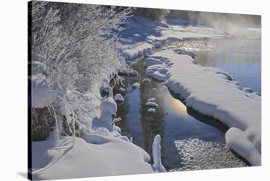 Canada, Alberta, Jasper National Park. Athabasca River in winter.-Jaynes Gallery-Stretched Canvas
