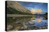 Canada, Alberta, Jasper National Park. Colin Range reflection in Medicine Lake at sunset.-Jaynes Gallery-Stretched Canvas