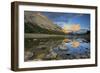 Canada, Alberta, Jasper National Park. Colin Range reflection in Medicine Lake at sunset.-Jaynes Gallery-Framed Photographic Print