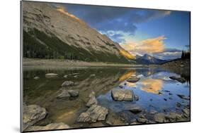 Canada, Alberta, Jasper National Park. Colin Range reflection in Medicine Lake at sunset.-Jaynes Gallery-Mounted Photographic Print