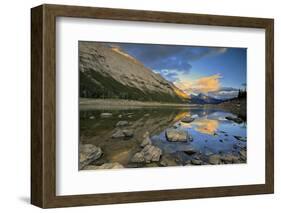 Canada, Alberta, Jasper National Park. Colin Range reflection in Medicine Lake at sunset.-Jaynes Gallery-Framed Photographic Print