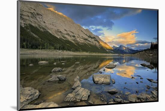 Canada, Alberta, Jasper National Park. Colin Range reflection in Medicine Lake at sunset.-Jaynes Gallery-Mounted Photographic Print