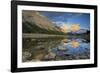 Canada, Alberta, Jasper National Park. Colin Range reflection in Medicine Lake at sunset.-Jaynes Gallery-Framed Photographic Print