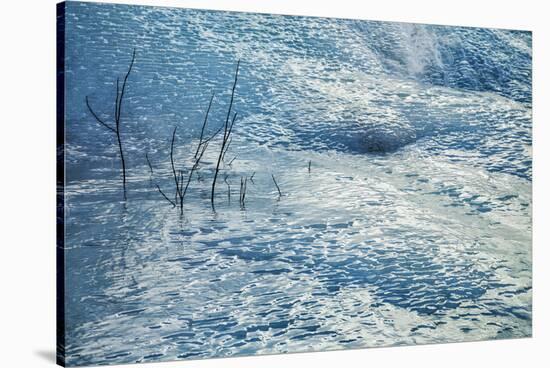 Canada, Alberta, Jasper National Park. Ice at Tangle Falls-Ann Collins-Stretched Canvas