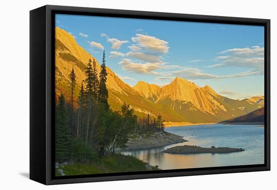 Canada, Alberta, Jasper National Park. Medicine Lake and Canadian Rocky Mountains.-Jaynes Gallery-Framed Stretched Canvas