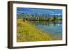 Canada, Alberta, Jasper National Park. Mountains and trees reflection in Talbot Lake.-Jaynes Gallery-Framed Photographic Print