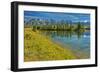 Canada, Alberta, Jasper National Park. Mountains and trees reflection in Talbot Lake.-Jaynes Gallery-Framed Photographic Print