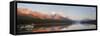 Canada, Alberta, Jasper NP. Panorama of Maligne Lake at sunset.-Don Paulson-Framed Stretched Canvas
