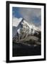 Canada, Alberta. Leah Peak, with snow and clouds, Maligne Lake, Jasper National Park.-Judith Zimmerman-Framed Photographic Print