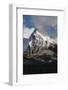 Canada, Alberta. Leah Peak, with snow and clouds, Maligne Lake, Jasper National Park.-Judith Zimmerman-Framed Photographic Print
