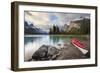 Canada, Alberta. Sea Kayak at Spirit Island, Maligne Lake, Jasper-Gary Luhm-Framed Photographic Print