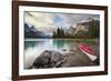 Canada, Alberta. Sea Kayak at Spirit Island, Maligne Lake, Jasper-Gary Luhm-Framed Photographic Print