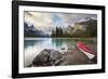 Canada, Alberta. Sea Kayak at Spirit Island, Maligne Lake, Jasper-Gary Luhm-Framed Photographic Print