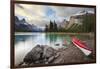 Canada, Alberta. Sea Kayak at Spirit Island, Maligne Lake, Jasper-Gary Luhm-Framed Photographic Print