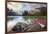 Canada, Alberta. Sea Kayak at Spirit Island, Maligne Lake, Jasper-Gary Luhm-Framed Photographic Print