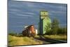 Canada, Alberta, Sexsmith. Grain elevators and train on railroad tracks.-Jaynes Gallery-Mounted Photographic Print