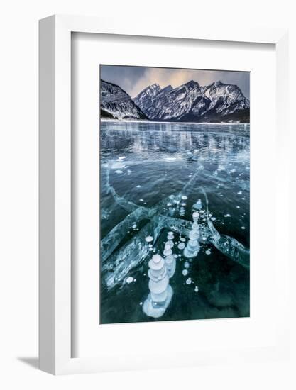 Canada, Alberta, Spray Valley Provincial Park. Frozen methane bubbles in Spray Lakes-Ann Collins-Framed Photographic Print