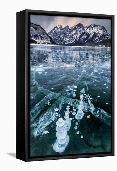 Canada, Alberta, Spray Valley Provincial Park. Frozen methane bubbles in Spray Lakes-Ann Collins-Framed Stretched Canvas