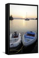Canada, B.C., Gulf Islands, Wallace Island. Two Dinghy's at Sunset-Kevin Oke-Framed Stretched Canvas