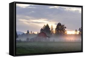 Canada, B.C., Vancouver Island. Barn on a Farm in the Cowichan Valley-Kevin Oke-Framed Stretched Canvas