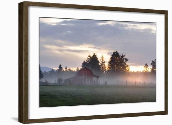 Canada, B.C., Vancouver Island. Barn on a Farm in the Cowichan Valley-Kevin Oke-Framed Photographic Print