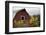 Canada, B.C., Vancouver Island, Cowichan Valley. Sunflowers by a Barn-Kevin Oke-Framed Photographic Print