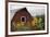 Canada, B.C., Vancouver Island, Cowichan Valley. Sunflowers by a Barn-Kevin Oke-Framed Photographic Print