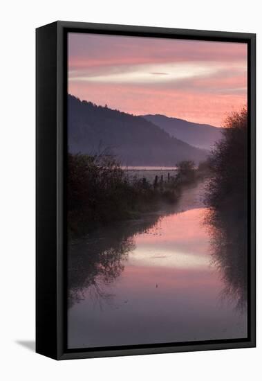 Canada, B.C, Vancouver Island. Sunrise in the Cowichan River Estuary-Kevin Oke-Framed Stretched Canvas