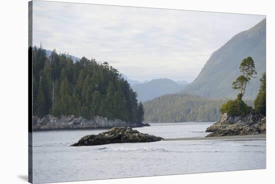 Canada, B.C, Vancouver Island. Trees and Rocks at Tonquin Beach-Kevin Oke-Stretched Canvas
