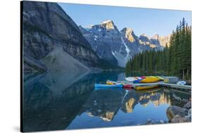Canada, Banff NP, Valley of the Ten Peaks, Moraine Lake, Canoe Dock-Jamie & Judy Wild-Stretched Canvas