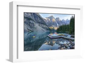 Canada, Banff NP, Valley of the Ten Peaks, Moraine Lake, Canoe Dock-Jamie & Judy Wild-Framed Photographic Print