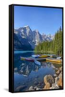 Canada, Banff NP, Valley of the Ten Peaks, Moraine Lake, Canoe Dock-Jamie & Judy Wild-Framed Stretched Canvas