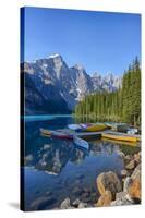 Canada, Banff NP, Valley of the Ten Peaks, Moraine Lake, Canoe Dock-Jamie & Judy Wild-Stretched Canvas