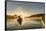 Canada, British Columbia. A kayaker paddles in morning mist on a Canadian lake.-Gary Luhm-Framed Stretched Canvas