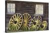 Canada, British Columbia, Barkerville. Wagon wheels.-Jaynes Gallery-Stretched Canvas