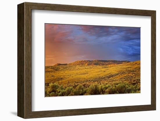 Canada, British Columbia, Cache Creek. Stormy clouds over prairie at sunrise.-Jaynes Gallery-Framed Photographic Print