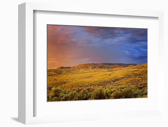 Canada, British Columbia, Cache Creek. Stormy clouds over prairie at sunrise.-Jaynes Gallery-Framed Photographic Print