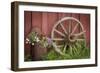 Canada, British Columbia, Cache Creek. Vintage wagon wheel.-Jaynes Gallery-Framed Photographic Print